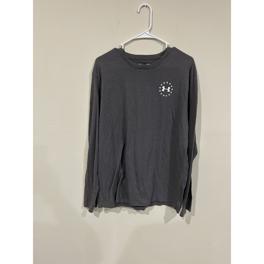 Under Armour Freedom Threadborne Long Sleeve T Shirt Mens L Gray HeatGear Loose